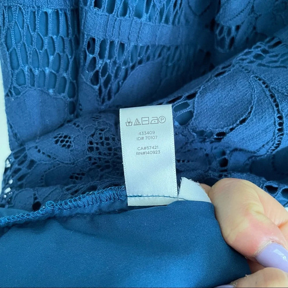 LOFT teal crochet off shoulder dress size XSP - Picture 7 of 8